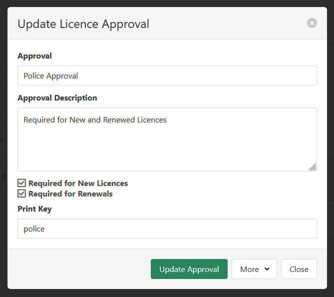 Licence Category Approval Update