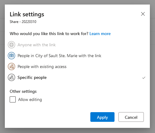 Link Scope Settings