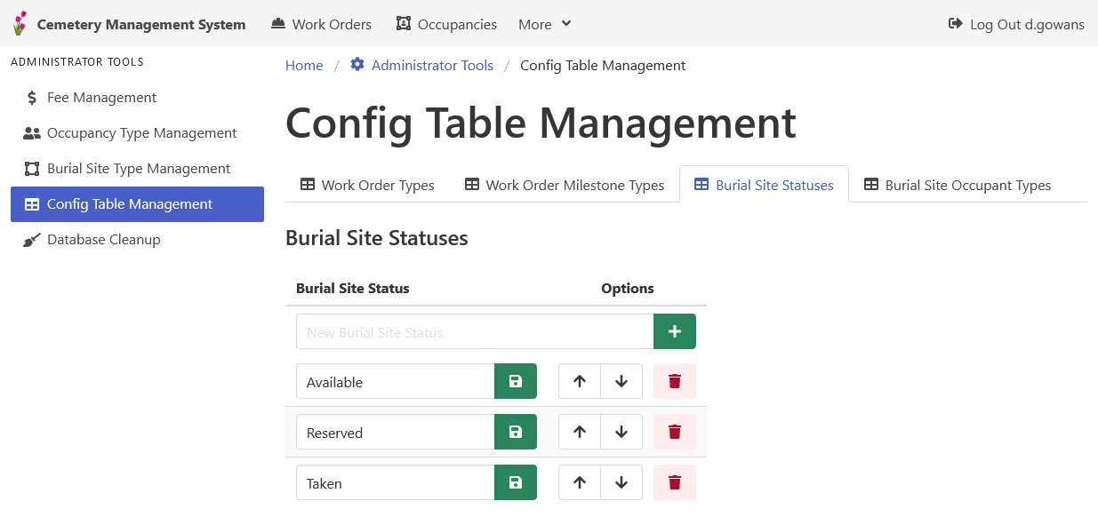 Config Table Management