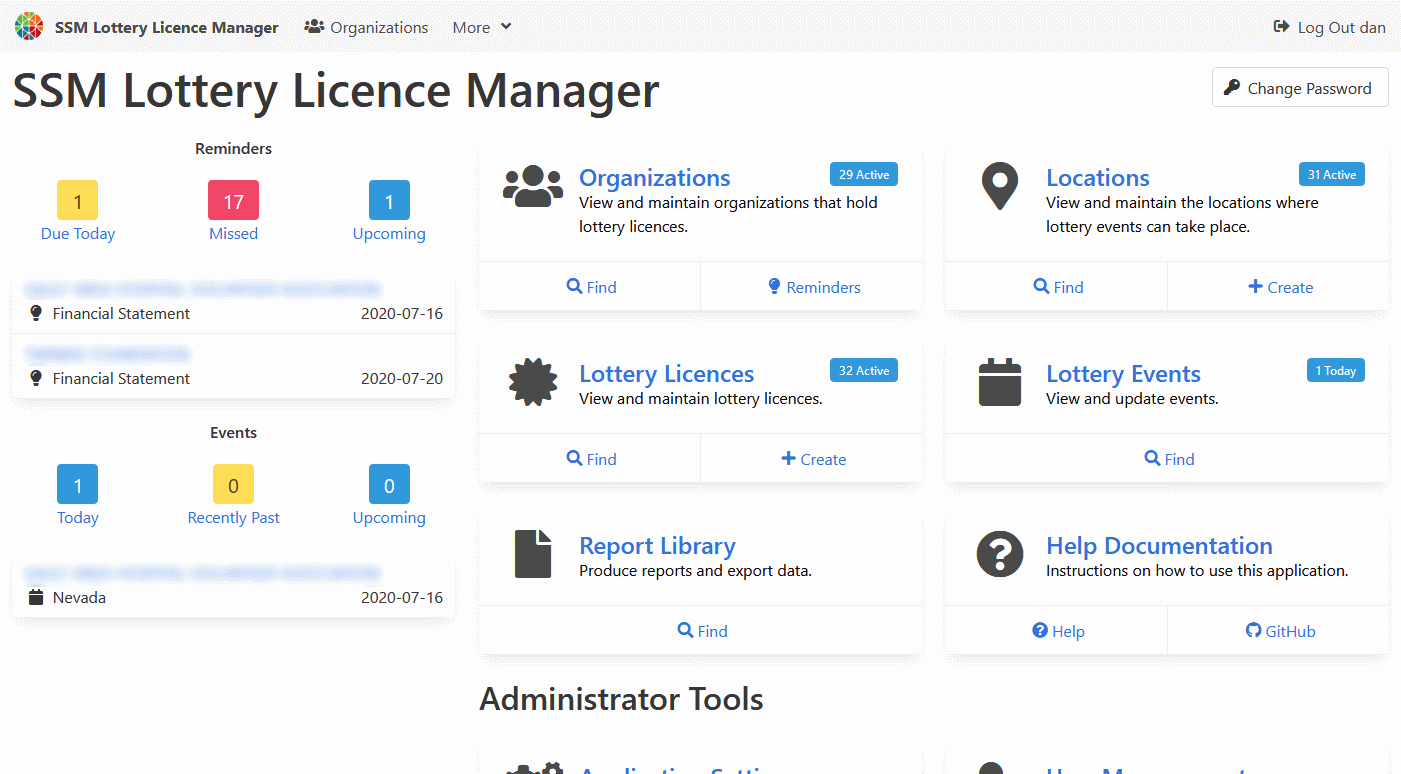 Lottery Licence Manager Dashboard
