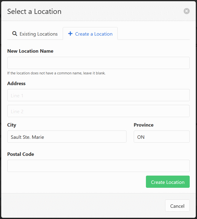 Create a Location from the Licence Editor