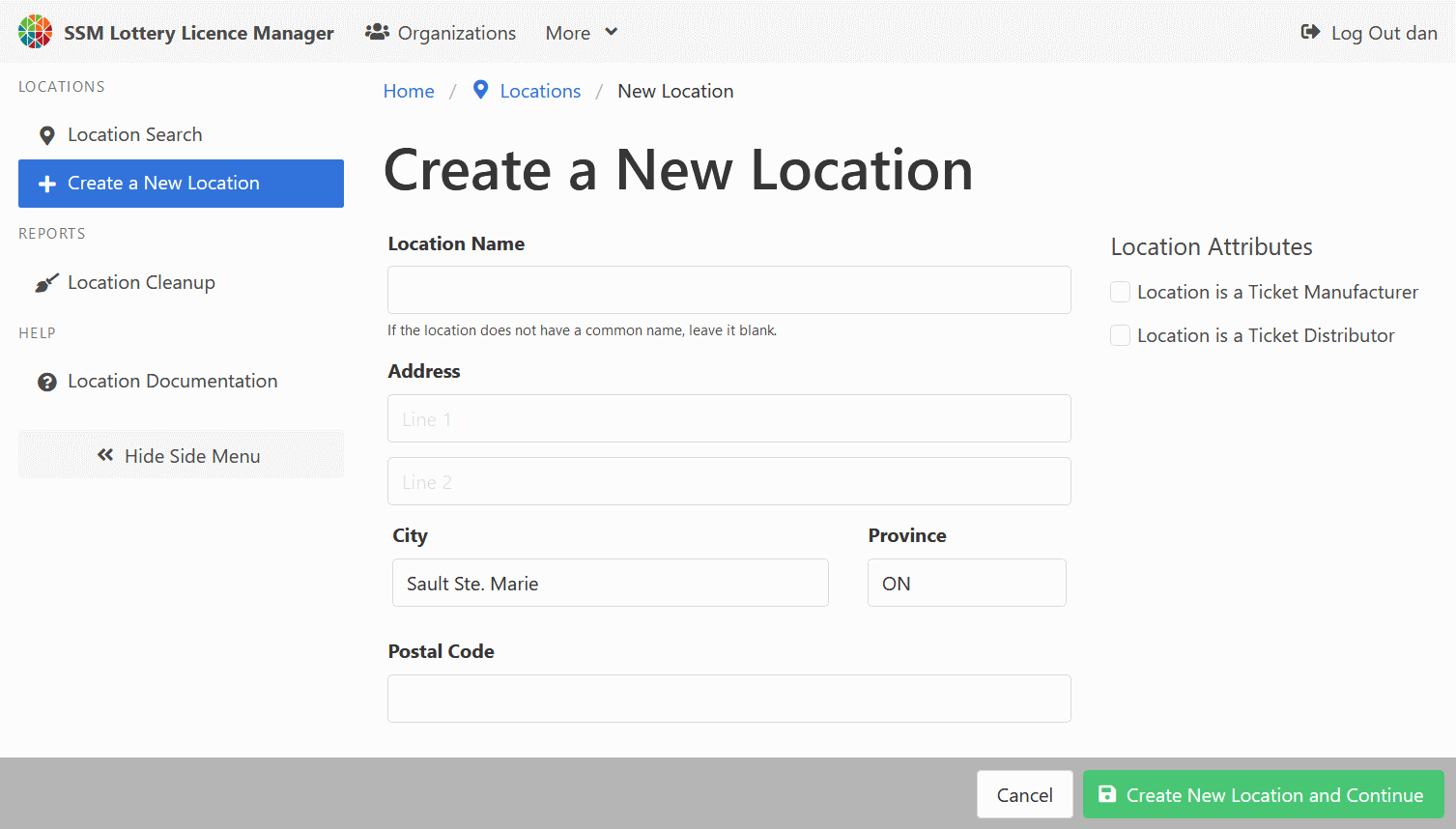 Create a New Location