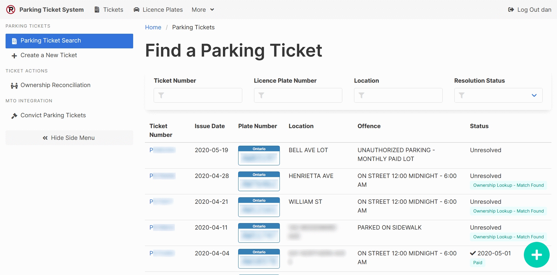 Parking Ticket Search