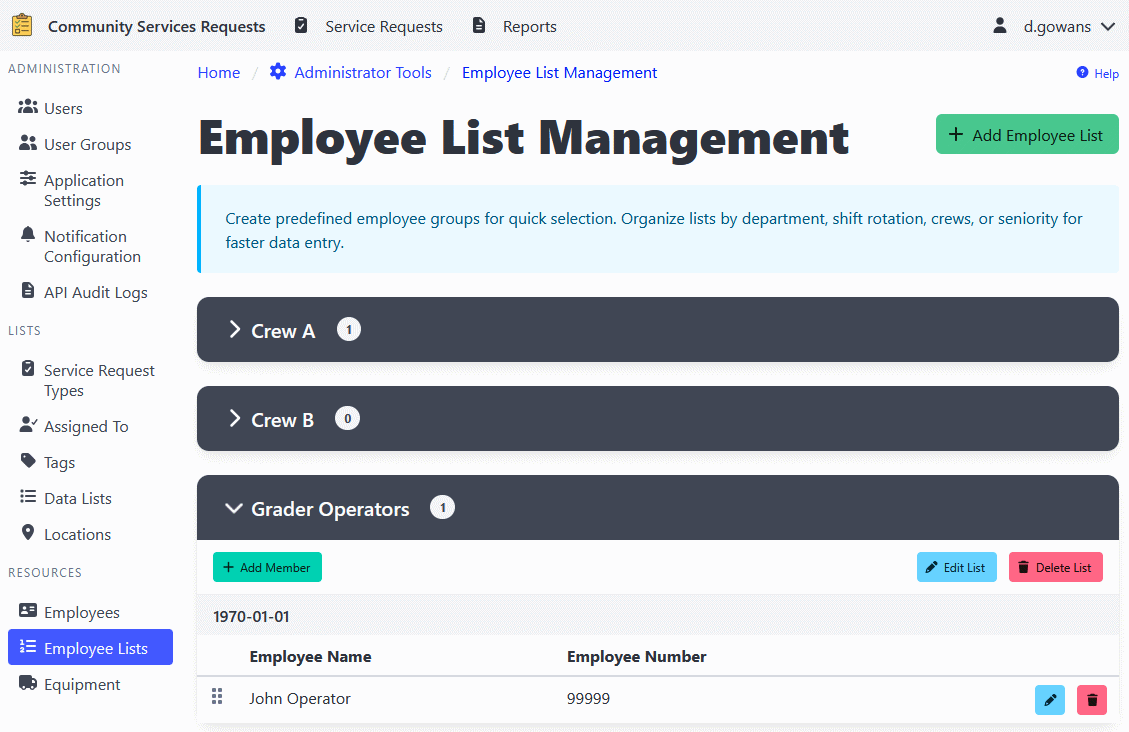 Employee List Management