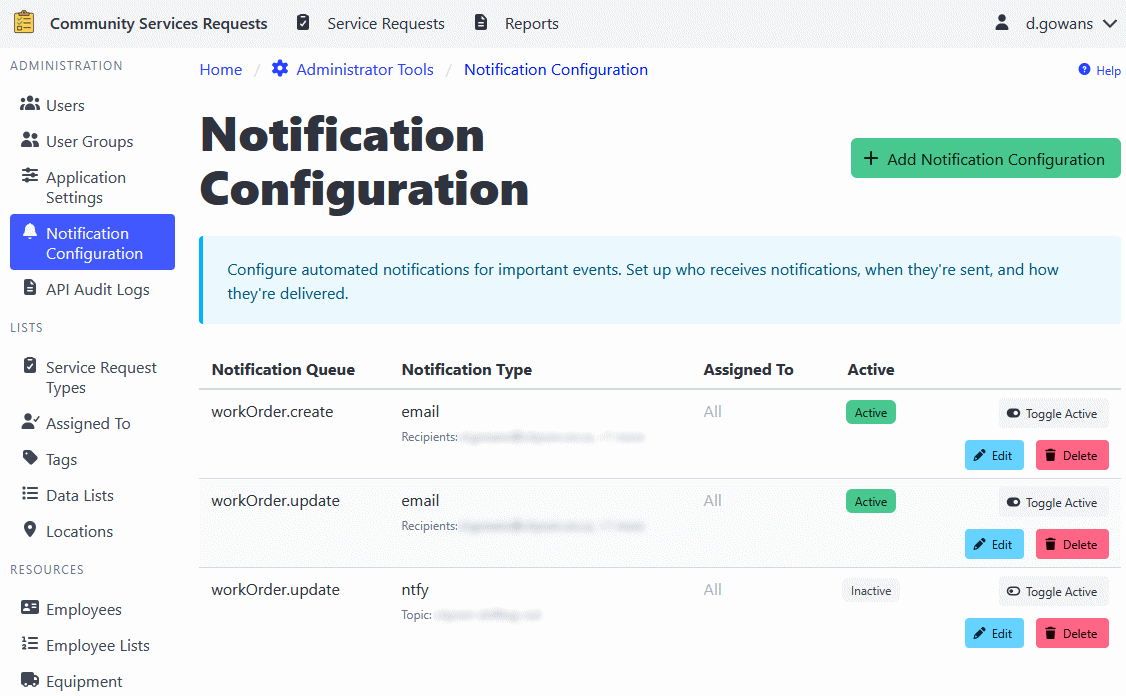 Notification Configuration
