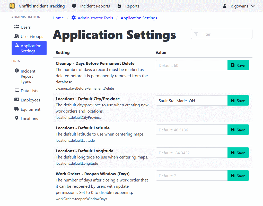 Application Settings