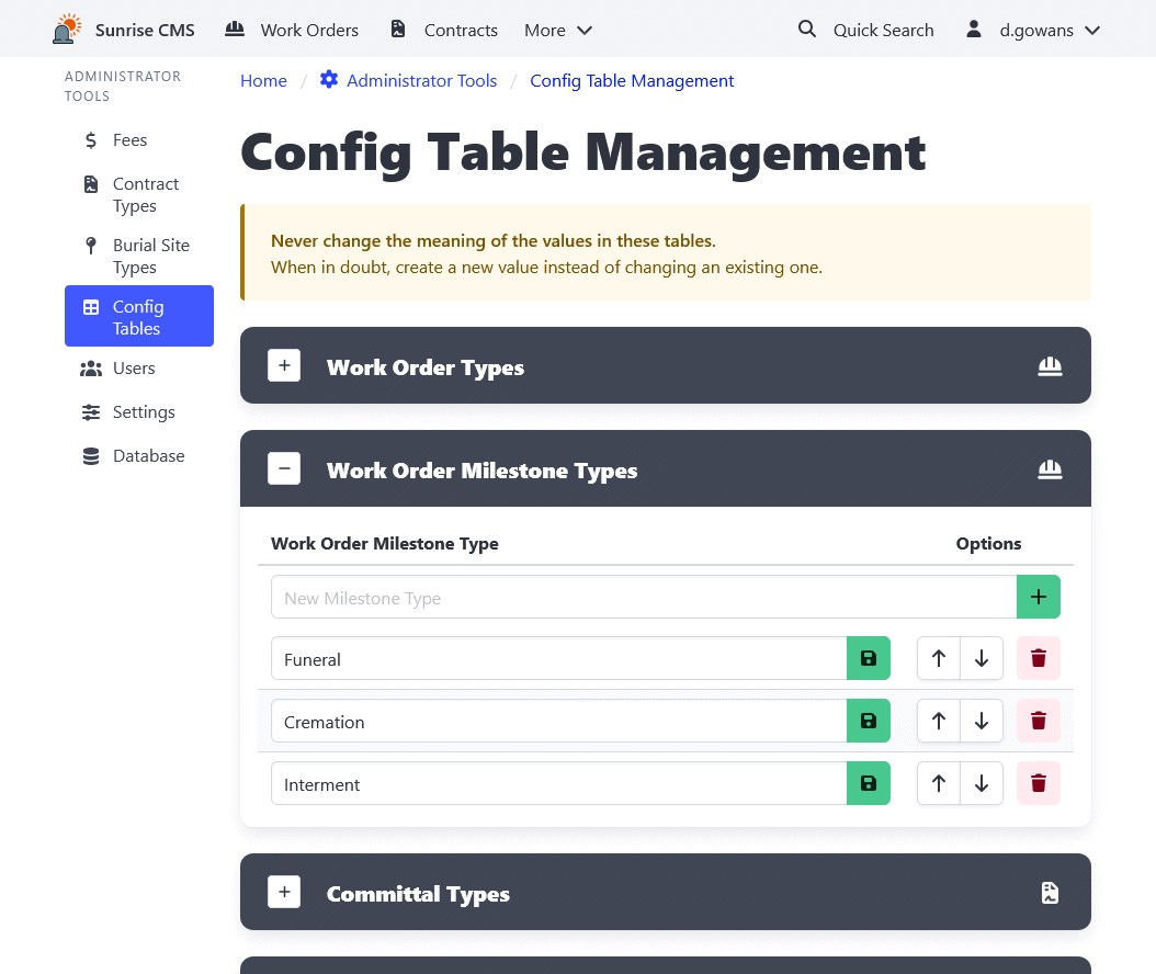 Config Table Management