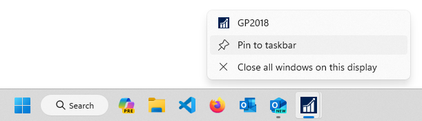 Pin to Taskbar Popup Menu